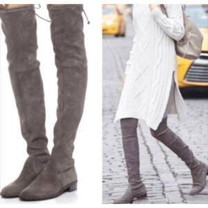 STUART WEITZMAN Lowland Slate Grey Suede Over The Knee Boot Size 9.5M